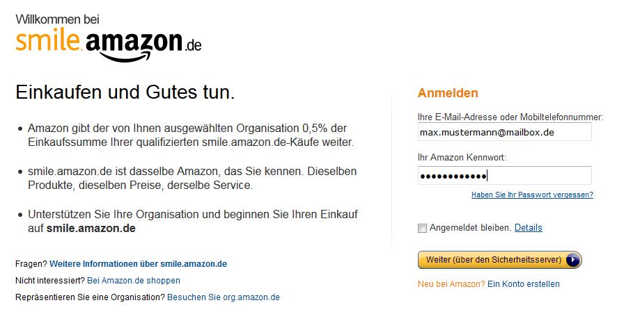 Anleitung Smile.Amazon.de Schritt 1