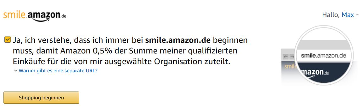 Anleitung Smile.Amazon.de Schritt 2